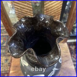 Vase Studio Pottery Somerset Brown Marbled Dragonfly Ribbed Martin Pettinger VGC