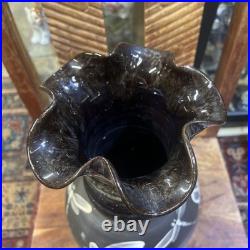 Vase Studio Pottery Somerset Brown Marbled Dragonfly Ribbed Martin Pettinger VGC