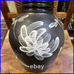 Vase Studio Pottery Somerset Brown Marbled Dragonfly Ribbed Martin Pettinger VGC