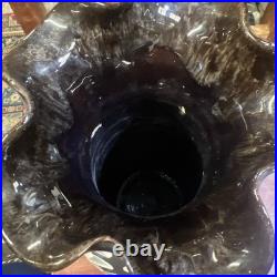 Vase Studio Pottery Somerset Brown Marbled Dragonfly Ribbed Martin Pettinger VGC
