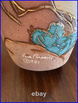 Vera Russell Studio Pottery Vase 1981 Signed Vintage Southwestern Desert Large