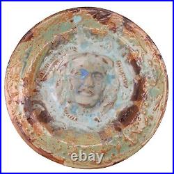 Verdigris Art Pottery Charger Portrait w30cm Mid Century