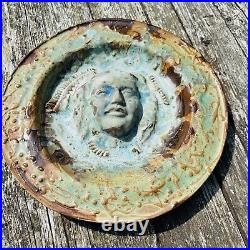 Verdigris Art Pottery Charger Portrait w30cm Mid Century