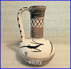 Very Rare Vtg Lapid Israel Ceramic Pottery Vase Eilot Gazelle Deer 50's