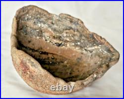 Very unusual stunning studio pottery sculptural bowl form vase, with calcite