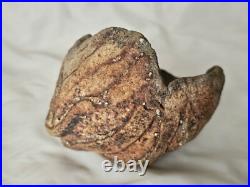 Very unusual stunning studio pottery sculptural bowl form vase, with calcite