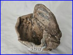 Very unusual stunning studio pottery sculptural bowl form vase, with calcite