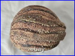 Very unusual stunning studio pottery sculptural bowl form vase, with calcite
