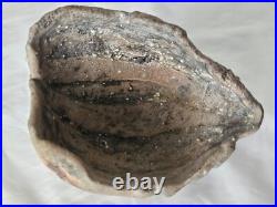Very unusual stunning studio pottery sculptural bowl form vase, with calcite