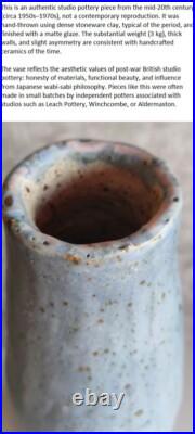 Vintage 1950s-70s UK Handcrafted Ceramic Studio Pottery Vase with Iron Spots