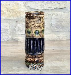 Vintage 1970s Cornish Brutalist Vase Wheel Thrown Studio Pottery Blue Green