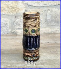 Vintage 1970s Cornish Brutalist Vase Wheel Thrown Studio Pottery Blue Green
