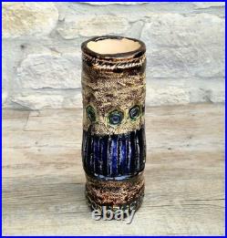 Vintage 1970s Cornish Brutalist Vase Wheel Thrown Studio Pottery Blue Green