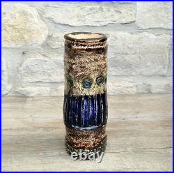 Vintage 1970s Cornish Brutalist Vase Wheel Thrown Studio Pottery Blue Green