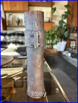 Vintage 1980s Brutalist / Industrial Studio Pottery Cylinder Vase Signed JH Vintage 1980s Brutalist / Industrial Studio Pottery Cylinder Vase Signed JH