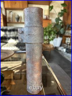 Vintage 1980s Brutalist / Industrial Studio Pottery Cylinder Vase Signed JH Vintage 1980s Brutalist / Industrial Studio Pottery Cylinder Vase Signed JH