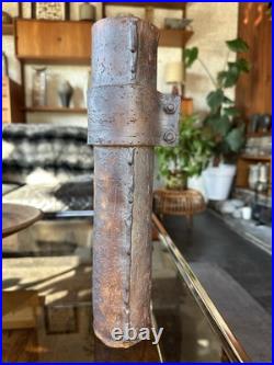 Vintage 1980s Brutalist / Industrial Studio Pottery Cylinder Vase Signed JH Vintage 1980s Brutalist / Industrial Studio Pottery Cylinder Vase Signed JH