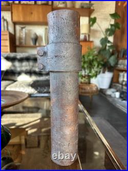 Vintage 1980s Brutalist / Industrial Studio Pottery Cylinder Vase Signed JH Vintage 1980s Brutalist / Industrial Studio Pottery Cylinder Vase Signed JH