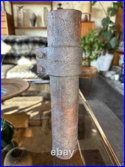 Vintage 1980s Brutalist / Industrial Studio Pottery Cylinder Vase Signed JH Vintage 1980s Brutalist / Industrial Studio Pottery Cylinder Vase Signed JH