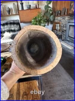 Vintage 1980s Brutalist / Industrial Studio Pottery Cylinder Vase Signed JH Vintage 1980s Brutalist / Industrial Studio Pottery Cylinder Vase Signed JH