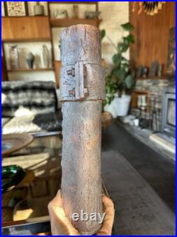 Vintage 1980s Brutalist / Industrial Studio Pottery Cylinder Vase Signed JH Vintage 1980s Brutalist / Industrial Studio Pottery Cylinder Vase Signed JH