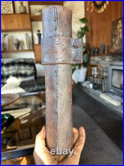 Vintage 1980s Brutalist / Industrial Studio Pottery Cylinder Vase Signed JH Vintage 1980s Brutalist / Industrial Studio Pottery Cylinder Vase Signed JH