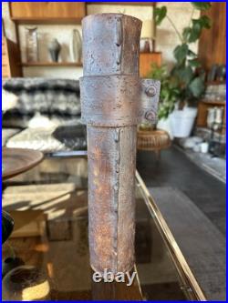 Vintage 1980s Brutalist / Industrial Studio Pottery Cylinder Vase Signed JH Vintage 1980s Brutalist / Industrial Studio Pottery Cylinder Vase Signed JH