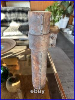 Vintage 1980s Brutalist / Industrial Studio Pottery Cylinder Vase Signed JH Vintage 1980s Brutalist / Industrial Studio Pottery Cylinder Vase Signed JH