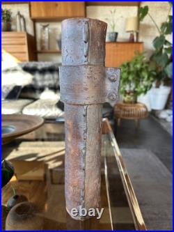 Vintage 1980s Brutalist / Industrial Studio Pottery Cylinder Vase Signed JH Vintage 1980s Brutalist / Industrial Studio Pottery Cylinder Vase Signed JH