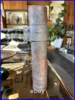 Vintage 1980s Brutalist / Industrial Studio Pottery Cylinder Vase Signed JH Vintage 1980s Brutalist / Industrial Studio Pottery Cylinder Vase Signed JH