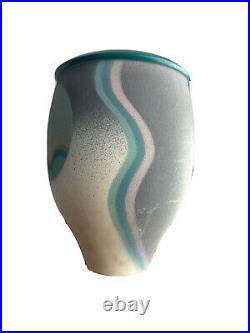 Vintage 1980s Modern Geometric Moon Minimalist studio artist signed vase