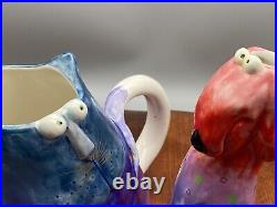 Vintage 2 Ceramic/Porcelain Hand Painted Jugs Cat &Floppy Dog Studio Designwork