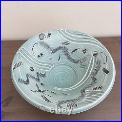 Vintage 90s Art Studio Pottery Turquoise Porcelain Bowl Vase by Stephen FABRICO
