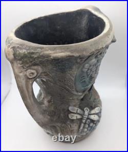 Vintage Art Nouveau Large Studio Pottery Vase Grape Design Brutalism Height 26cm