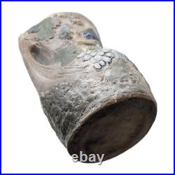 Vintage Art Nouveau Large Studio Pottery Vase Grape Design Brutalism Height 26cm