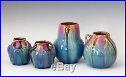 Vintage Awaji Art Studio Japanese Pottery Deco Flambe Hand Turned Drip Vase
