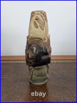 Vintage Bernard ROOKE Pottery Stoneware Vase Abstract Brutalist Sculpture Signed Vintage Bernard ROOKE Pottery Stoneware Vase Abstract Brutalist Sculpture Signed