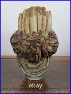 Vintage Bernard ROOKE Pottery Stoneware Vase Abstract Brutalist Sculpture Signed Vintage Bernard ROOKE Pottery Stoneware Vase Abstract Brutalist Sculpture Signed