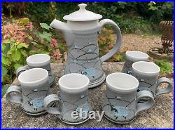 Vintage Bert Simpson Stonecroft Studio Pottery Sheep 6 x Tea Coffee Set Mug Cup