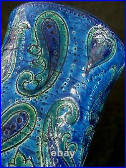 Vintage Bitossi for Rosenthal Netter ceramic studio pottery blue vase 8.5 Italy