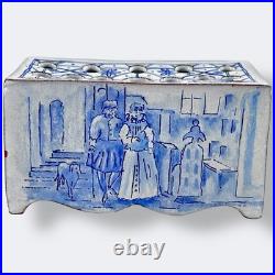 Vintage Blue Delft Style Ceramic Flower Brick Frog Ken Butler Studio Pottery
