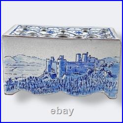 Vintage Blue Delft Style Ceramic Flower Brick Frog Ken Butler Studio Pottery