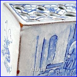 Vintage Blue Delft Style Ceramic Flower Brick Frog Ken Butler Studio Pottery