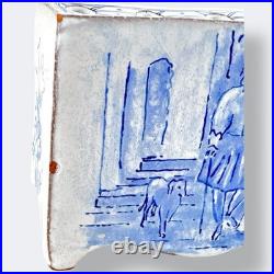 Vintage Blue Delft Style Ceramic Flower Brick Frog Ken Butler Studio Pottery