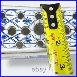 Vintage Blue Delft Style Ceramic Flower Brick Frog Ken Butler Studio Pottery