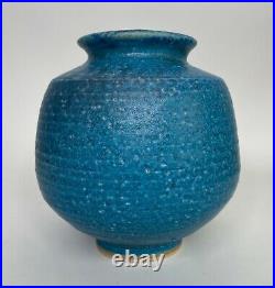 Vintage Blue Studio Pottery Vase By Tom Forte Colorado Signed