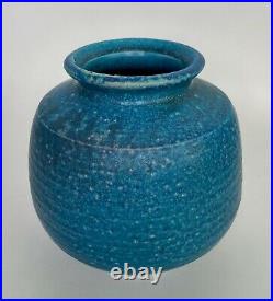 Vintage Blue Studio Pottery Vase By Tom Forte Colorado Signed