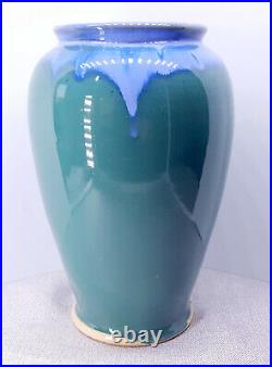 Vintage Blue and Green Glaze Vase studio pottery