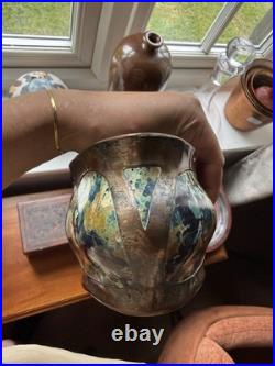 Vintage British Studio Copper & Vitreous Enamel Navette Vase c. 1970 Handmade