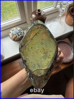 Vintage British Studio Copper & Vitreous Enamel Navette Vase c. 1970 Handmade